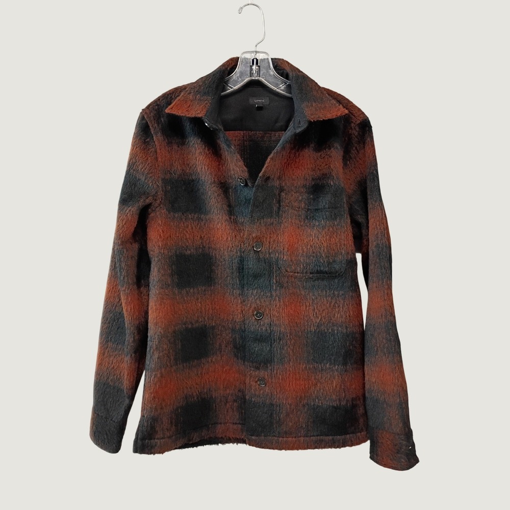 Express Mens Conscious Edit Buffalo Plaid Fuzzy Shirt Jacket Sz Sm Shacket